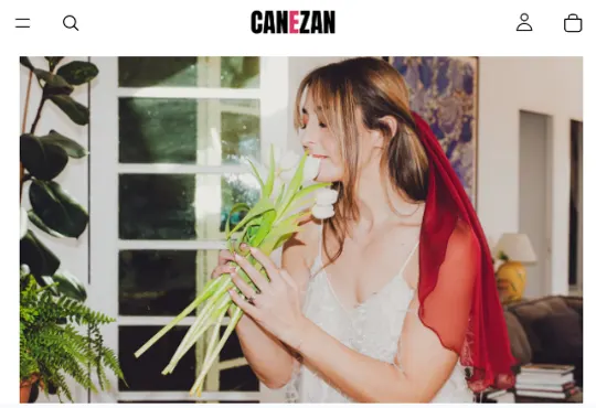 Page boutique du site Canezan, collection de voiles de mariage